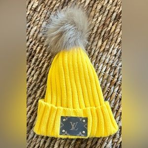 Yellow Winter hat with LV Monogram NWOT